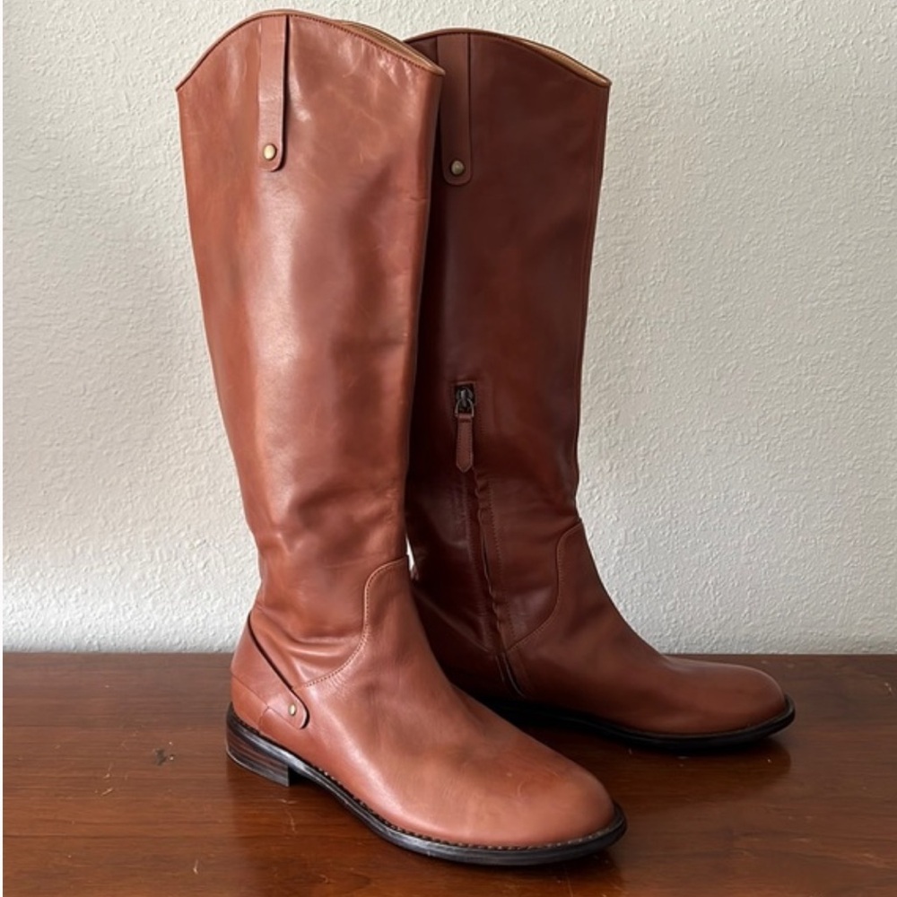 HALOGEN Keri brown leather knee high boots!!